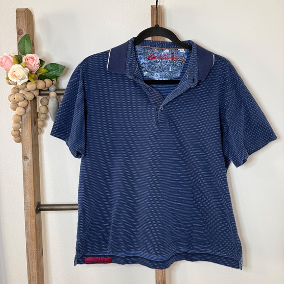 Robert Graham Other - Robert Graham Mens Classic Fit Blue MicroDot Print Short Sleeve Polo Size Medium